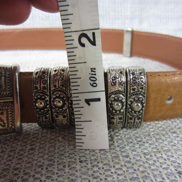 Courtenay Belt Womens Medium Brown Genuine Leather Medallion Vintage Western - Picture 12 of 15